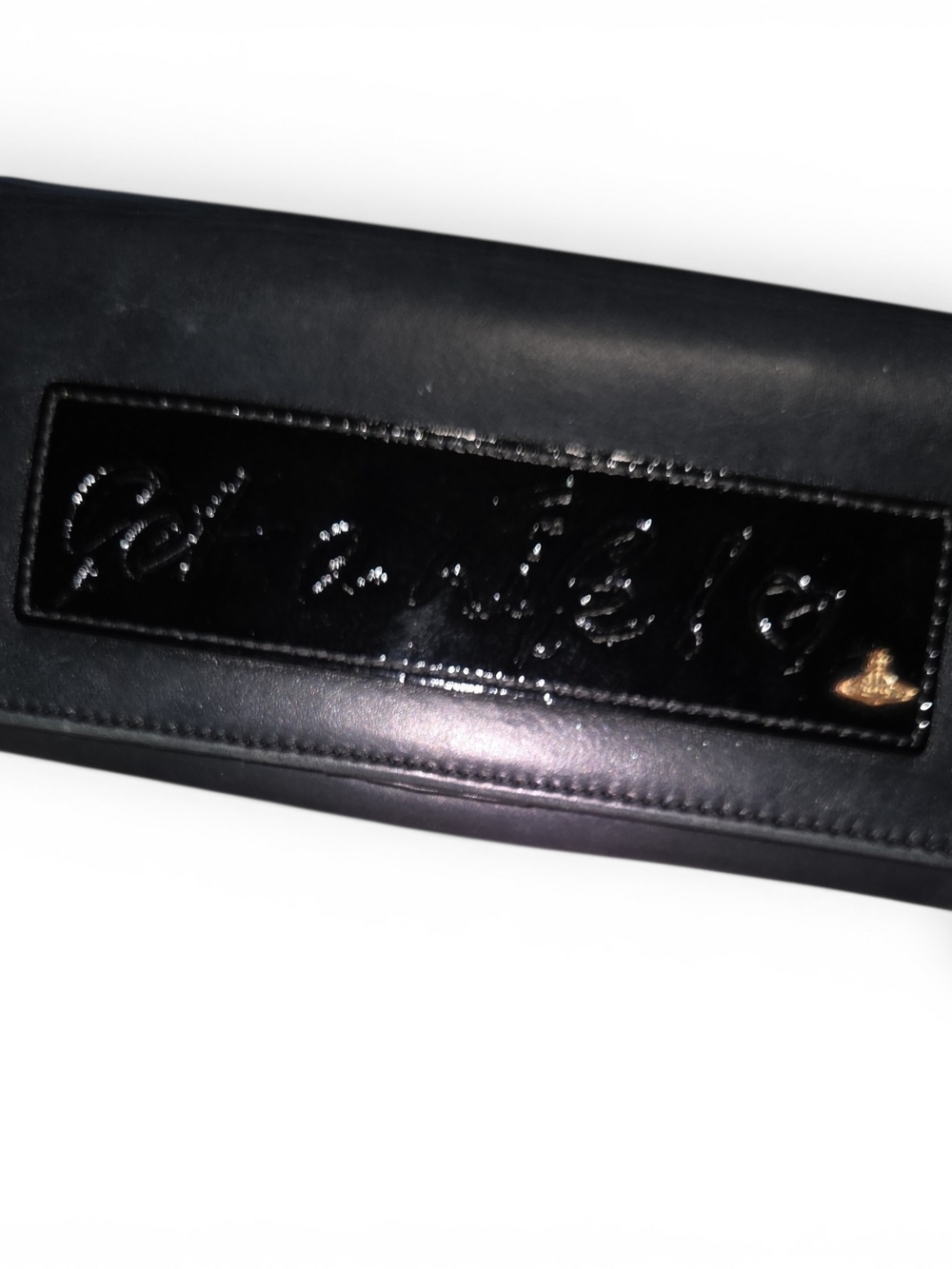Vivienne Westwood Black Leather Get A Iife Long Wallet with Gold Orb Accent - Picture 2 of 7